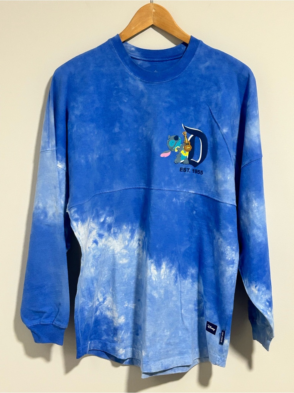 Disneyland Stitch Spirit Jersey Blue Tie Dye Long Sleeve Shirt XS